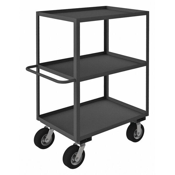 Utility Cart with Lipped Metal Shelves, Steel, 1,200 lb Load Capacity, 3 Shelves, 54 1/2 in L