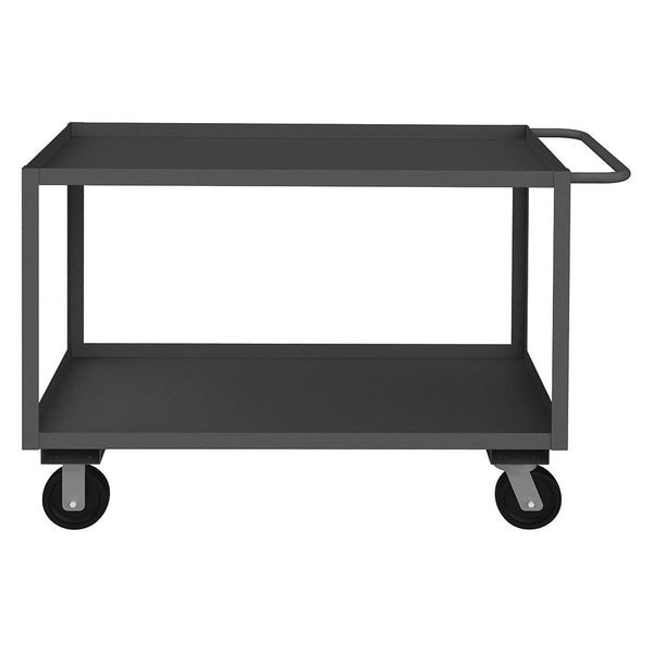Utility Cart with Lipped Metal Shelves, Steel, 2,400 lb Load Capacity, 2 Shelves, 52 in L, 35 in H