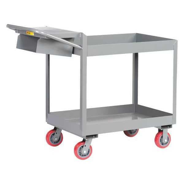 Welded Deep Shelf Order Picking Cart, Steel, 3600 lb Load Capacity, 2 Shelves, 64 in L, 24 1/4 in W
