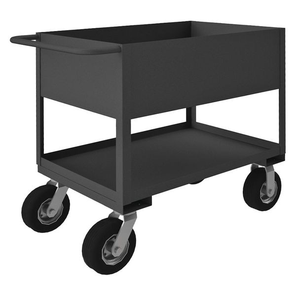 Utility Cart with Deep Lipped Metal Shelves, Steel, 1,200 lb Load Capacity, 2 Shelves, 36 1/2 in L