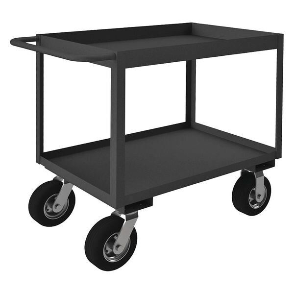 Utility Cart with Deep Lipped Metal Shelves, Steel, 1,200 lb Load Capacity, 2 Shelves, 36 1/2 in L