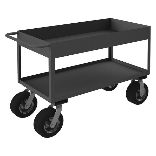 Utility Cart with Deep Lipped Metal Shelves, Steel, 1,200 lb Load Capacity, 2 Shelves, 42 1/4 in L