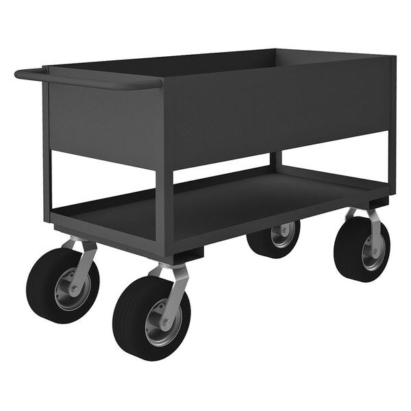 Utility Cart with Deep Lipped Metal Shelves, Steel, 1,200 lb Load Capacity, 2 Shelves, 52 in L