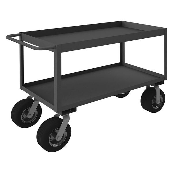 Utility Cart with Deep Lipped Metal Shelves, Steel, 1,200 lb Load Capacity, 2 Shelves, 52 in L