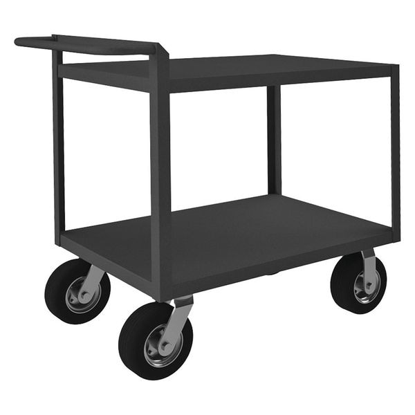 Utility Cart with Lipped Metal Shelves, Steel, 1,500 lb Load Capacity, 2 Shelves, 48 in L, 41 in H