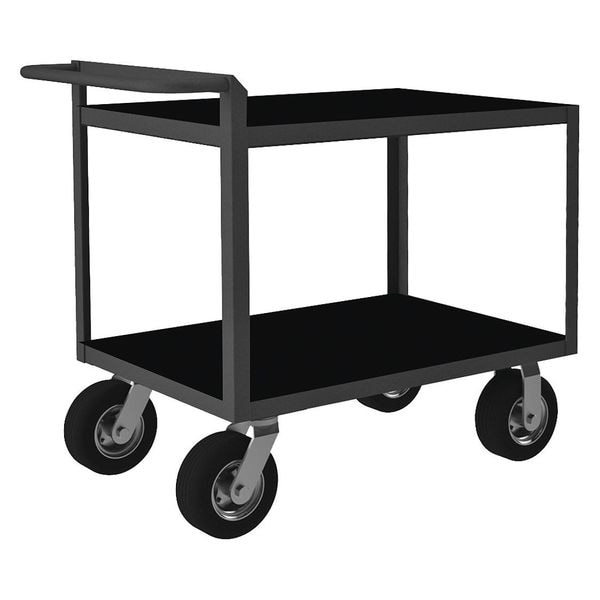 Utility Cart with Lipped Metal Shelves, Steel, 1,500 lb Load Capacity, 2 Shelves, 51 in L, 40 in H