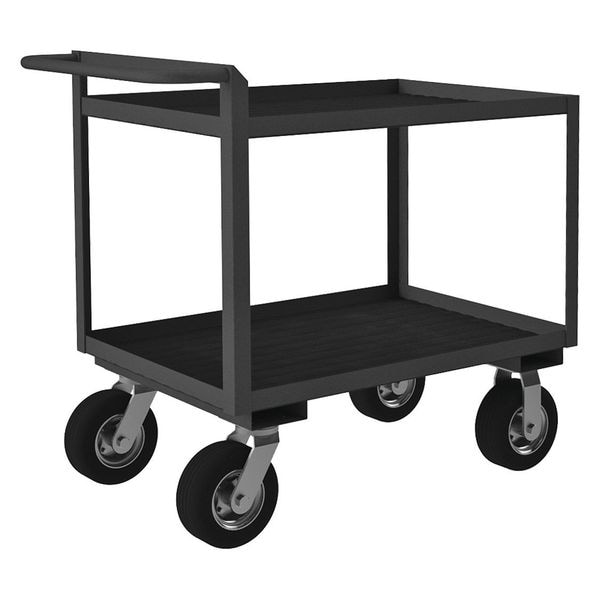Utility Cart with Lipped Metal Shelves, Steel, 1,500 lb Load Capacity, 2 Shelves, 54 1/2 in L