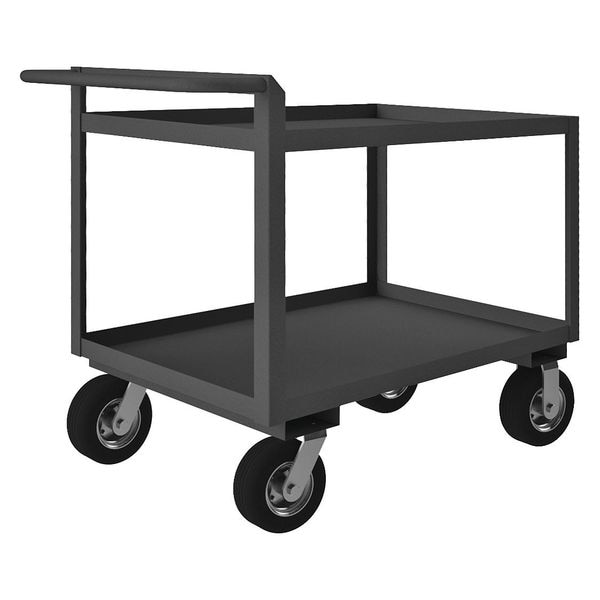 Utility Cart with Lipped Metal Shelves, Steel, 1,500 lb Load Capacity, 2 Shelves, 51 in L, 40 in H