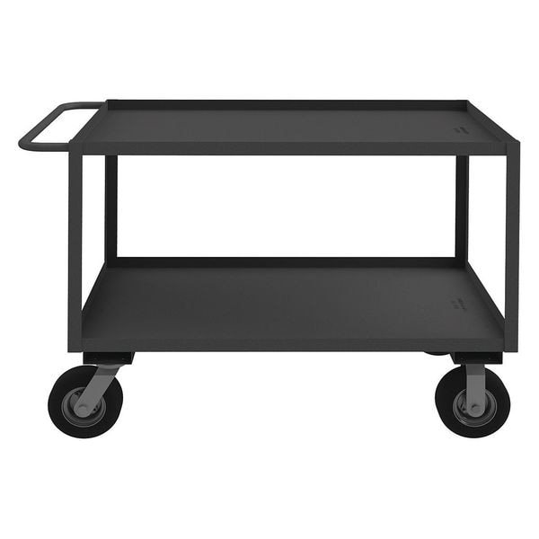 Utility Cart with Lipped Metal Shelves, Steel, 1,200 lb Load Capacity, 2 Shelves, 54 1/2 in L