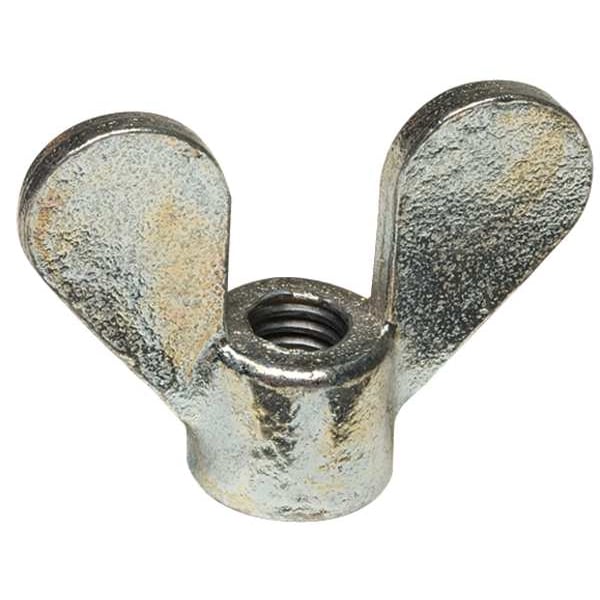 Wing Nut, 1/4"-20, Steel, Zinc Plated, 1.375 in Ht, 1-7/8 in Max Wing Span, 10 PK