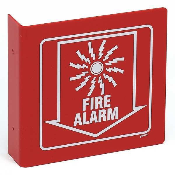Fire Alarm Sign, 8 in Height, 8 in Width, Plastic, Square, English