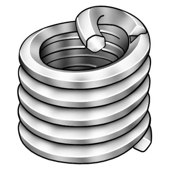 Tanged Helical Insert, Screw-Locking, M2.5-0.45 Thrd Sz, 18-8 Stainless Steel, 100 PK