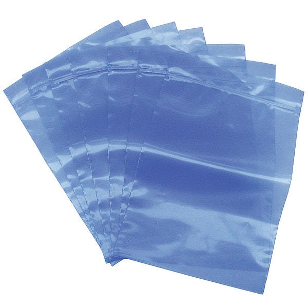 Reclosable Bag, Zip Seal, 6 in L, 4 in W, 4 mil Thick, Low Density Polyethylene (LDPE), Blue