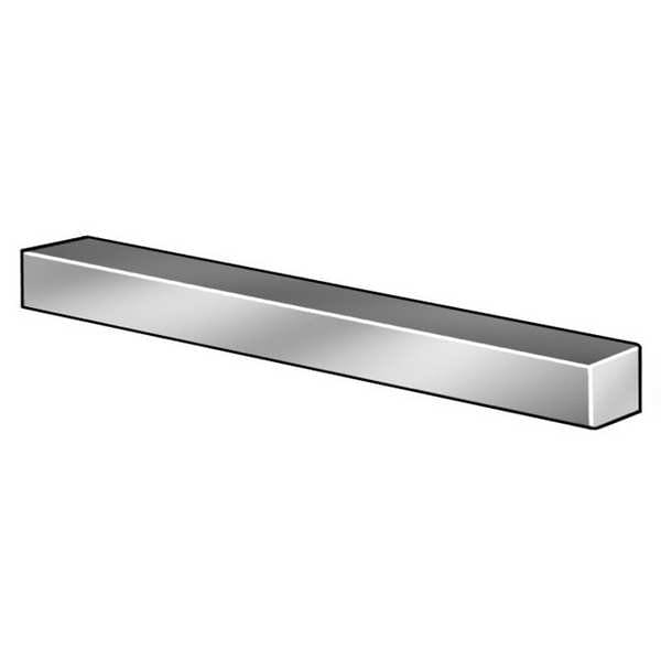 Undersized Key Stock, Carbon Steel, Zinc Plated, 12 in L, 2 in W, 2 in H