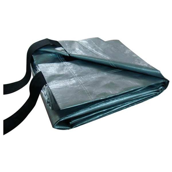 Heavy Duty Tarp, 14 ft 6 in x 53 ft 8 in, 12 Mil, Silver/Black, Polyethylene