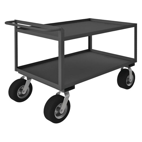 Utility Cart with Lipped Metal Shelves, Steel, 1,500 lb Load Capacity, 2 Shelves, 52 in L, 36 in H