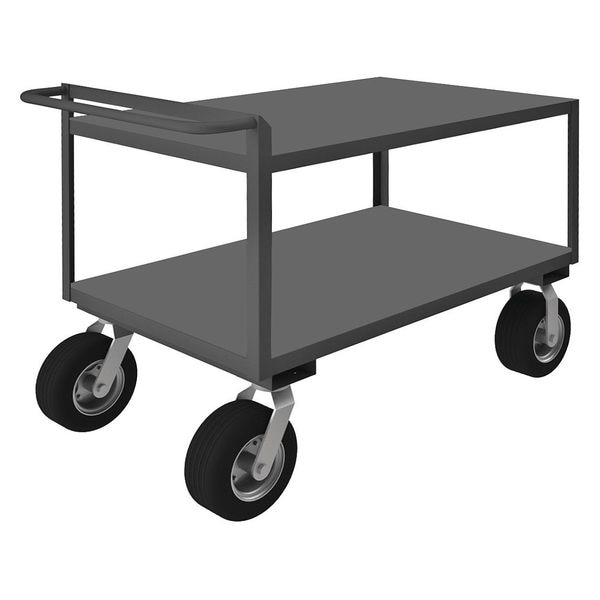 Utility Cart with Flush Metal Shelves, Steel, 1,500 lb Load Capacity, 2 Shelves, 52 in L, 38 in H