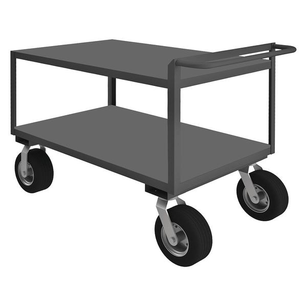 Utility Cart with Flush Metal Shelves, Steel, 1,500 lb Load Capacity, 2 Shelves, 52 in L, 38 in H