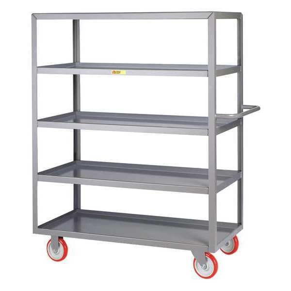 Shelf Truck, 5-Lipped, 1200 lb., 24 x 48", Steel, 1200 lb Load Capacity, 5 Shelves