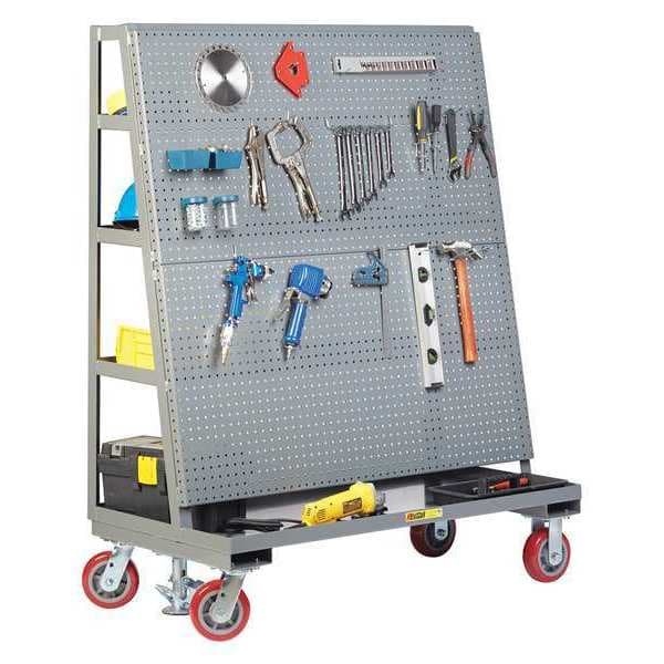 Mobile Pegboard, w/Back Shelves, 24 x 48"
