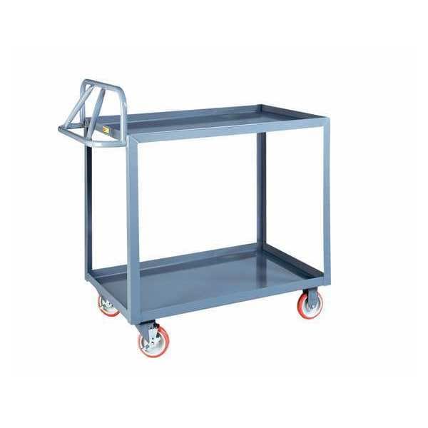 Ergonomic Shelf Truck, 1200 lb., 30 x 60", Steel, 1200 lb Load Capacity, 2 Shelves, 65 1/2 in L