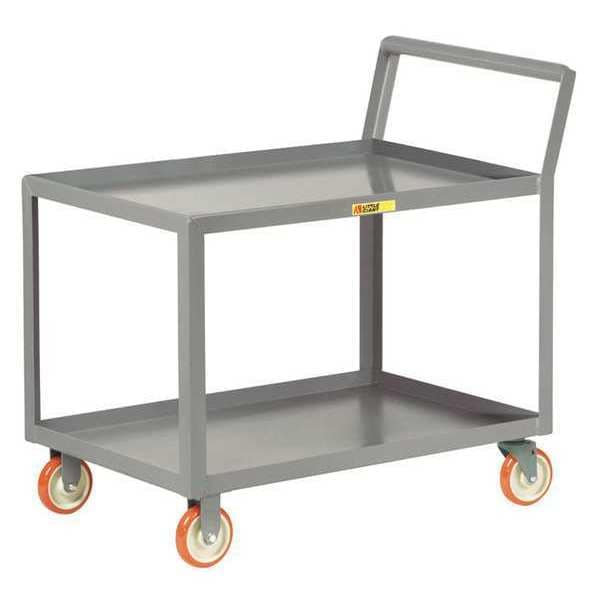 Service Cart, Lip Deck, 1200 lb., 18x32", Steel, 1,200 lb Load Capacity, 2 Shelves, 18 in W