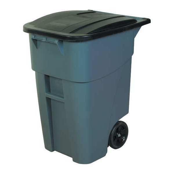 50 gal. Plastic Brute Roll Out Container, 50 gal., Gray