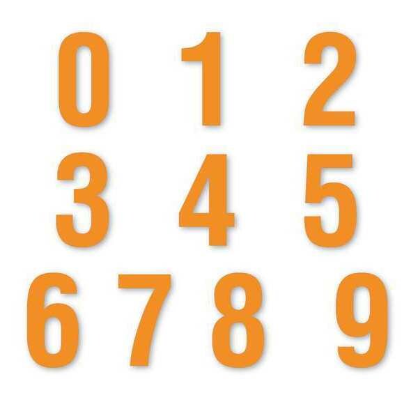 Die Cut Number Magnets, Orange, 3", PK108