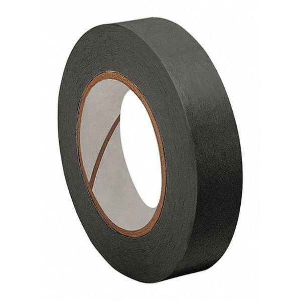 Masking Tape, 1/2 in W x 60 yd L, 4.9 mil Thick, Black, Rubber Adhesive, 72 PK