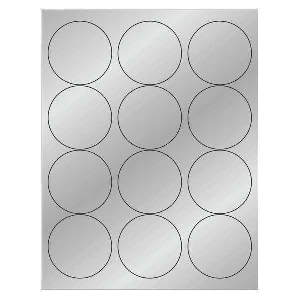 Tape Logic Foil Circle Laser Labels, 2 1/2", Silver, PK1200