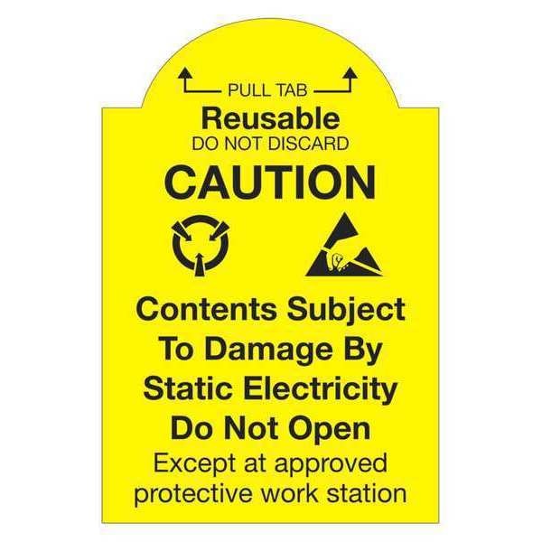Tape Logic Labels, "Pull Tab Reusable - Do Not Discard", 2" x 3", Yellow/Black, 500/Roll