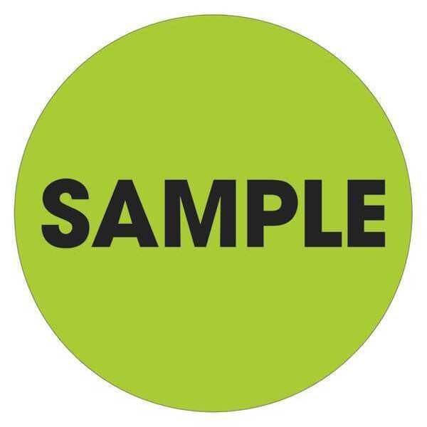 Tape Logic Labels, "Sample", 2" Circle, Fluorescent Green, 500/Roll