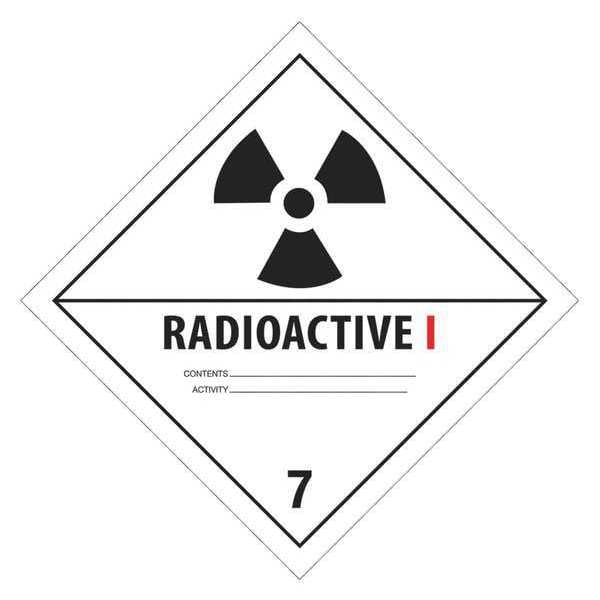 Tape Logic Labels, "Radioactive I", 4" x 4", Black/White/Red, 500/Roll