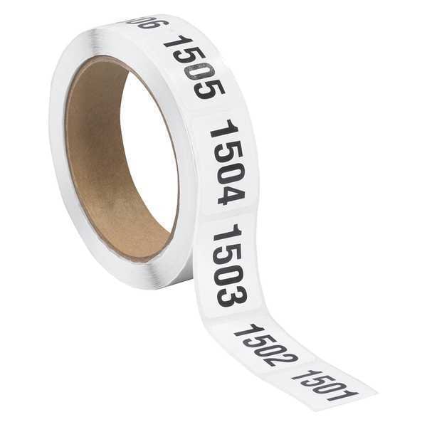 Tape Logic Consecutive Numbered Labels, "(1501-2000)", 1" x 1 1/2", Black/White, 500/Roll