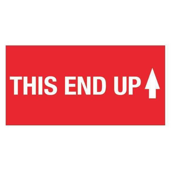 Tape Logic Labels, "This End Up" (High Gloss), 2" x 4", Red/White, 500/Roll