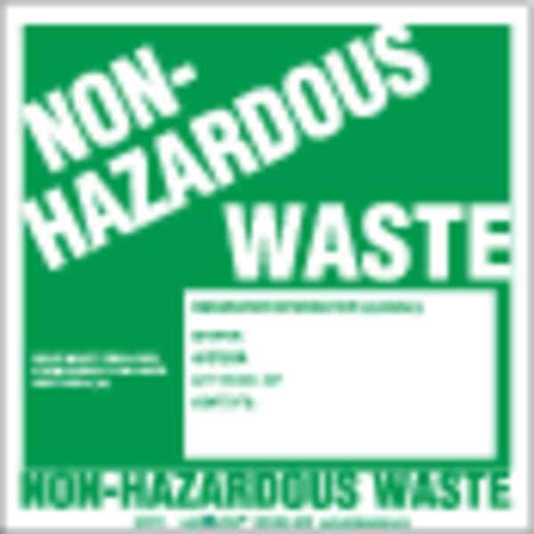 Non-Hazard Waste Label, w/Gen PVCF, PK100