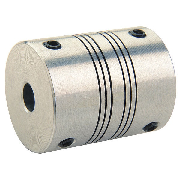 Motion Control Coupling, 4 Beam, 1/2"x10mm, Aluminum, OD 1.125", L 1.500"