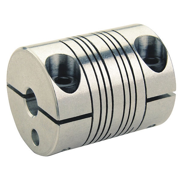 Motion Control Coupling, 4 Beam, 1/2"x10mm, Aluminum, OD 1.125", L 1.500"