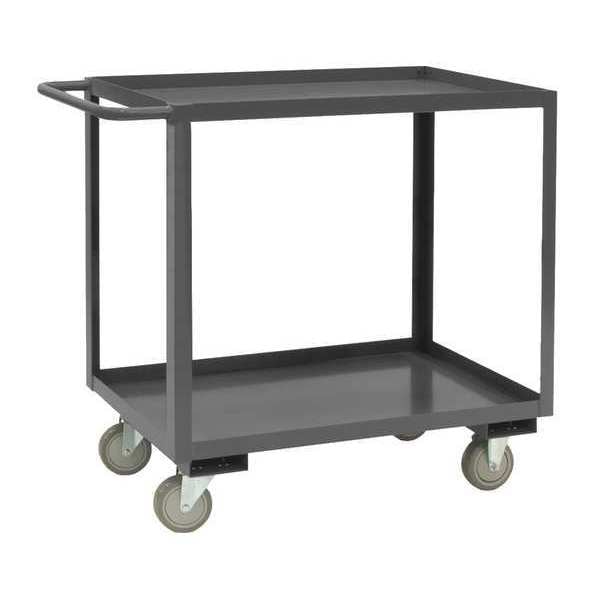 Utility Cart with Lipped Metal Shelves, Steel, 1,200 lb Load Capacity, 2 Shelves, 54 1/2 in L