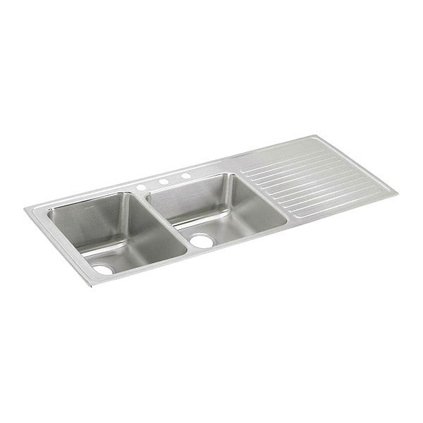 Sink, Drop-In Mount, 3 Hole, Left Bowl 14" x 18", Right Bowl 16" x 16", Lustrous Satin