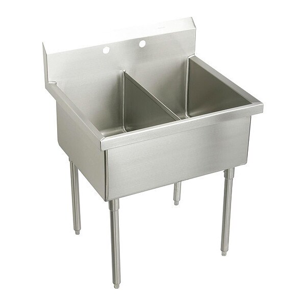 Strdblt, SS, Floor Mnt, 1 Compt Scllry Sink, Floor Mount, 2 Hole, Buffed Satin