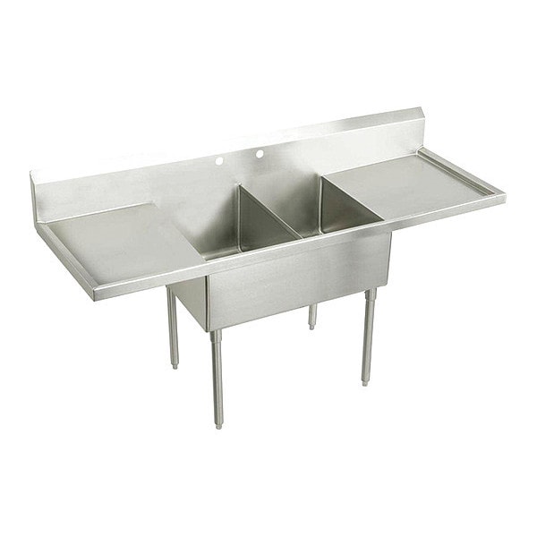 Weldbilt Two Compt Scullery Sink, Floor Mount, 0 Hole, Left Bowl 24" x 24", Right Bowl 24" x 24"