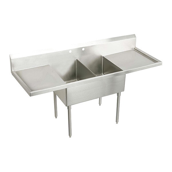 Strdblt, SS, Floor Mnt, 2 Compt Sink, Drnbrd, Floor Mount, 2 Hole, Buffed Satin