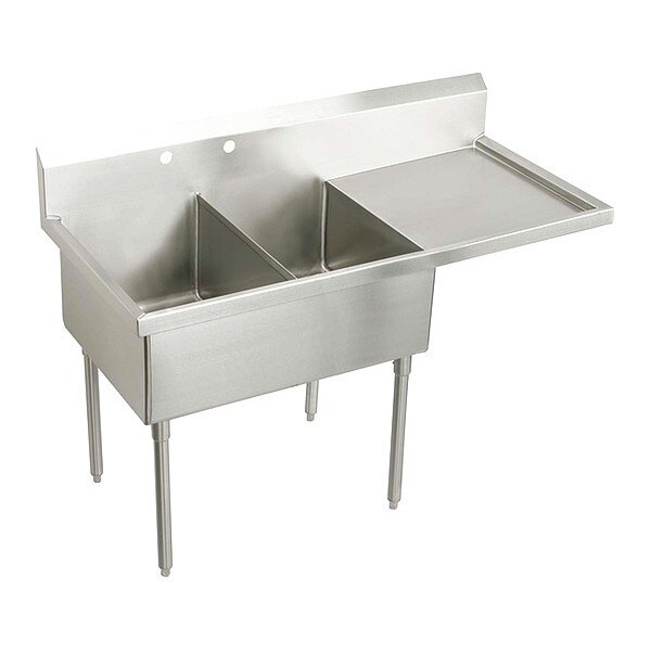 Strdblt, SS, Floor Mnt, 2 Compt Sink, Drnbrd, Floor Mount, 2 Hole, Buffed Satin