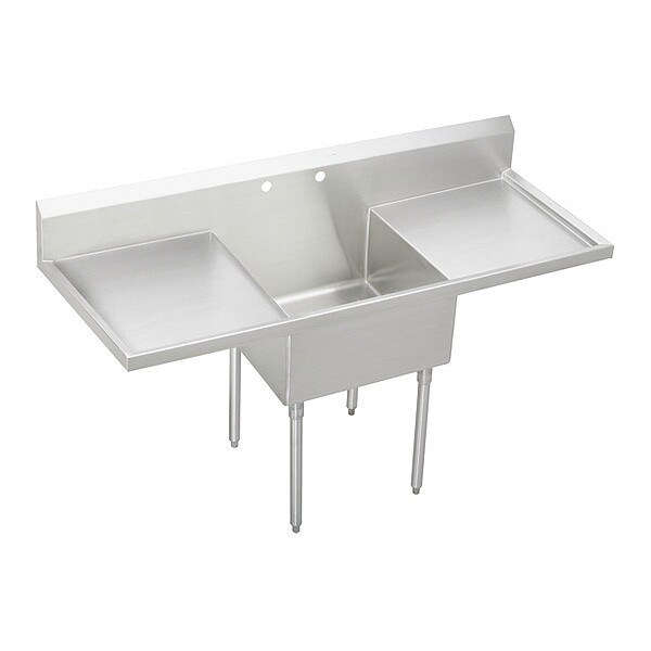 Weldbilt Scullery Sink Lustertone, Floor Mount, 2 Hole, 30" x 24", Buffed Satin