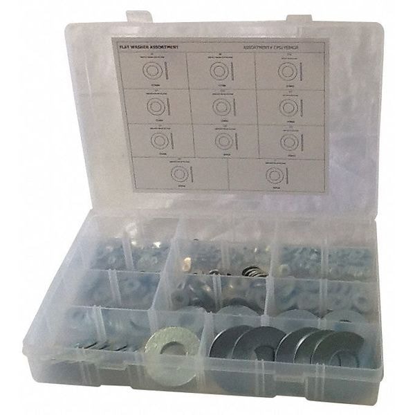 Washer Assortment, , Steel Zinc Plated Finish, 587 PCS