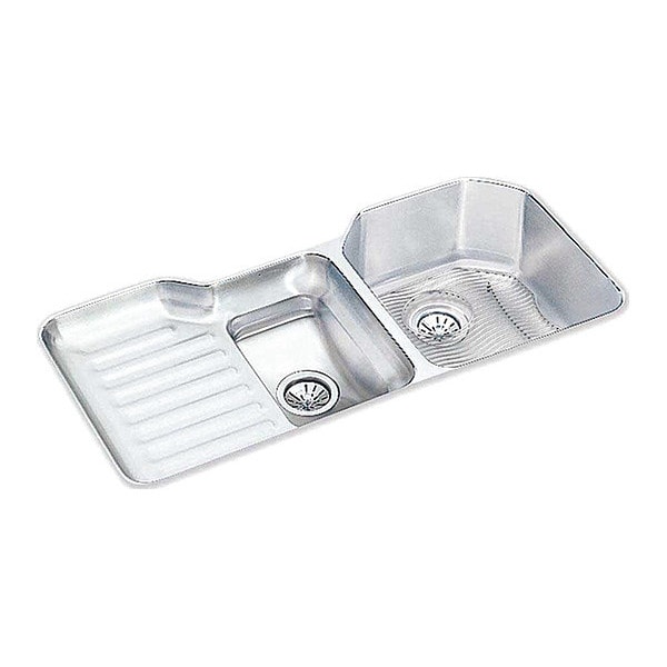 Sink, Undermount Mount, 0 Hole, Left Bowl 21.75" x 18", Right Bowl 16" x 18", Lustrous Satin