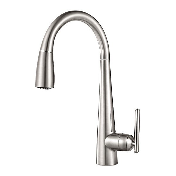 Kitchen Faucet, Single Hole, SS, 1.8 gpm, 8" Mount, 1/2/3/4 Hole Residential