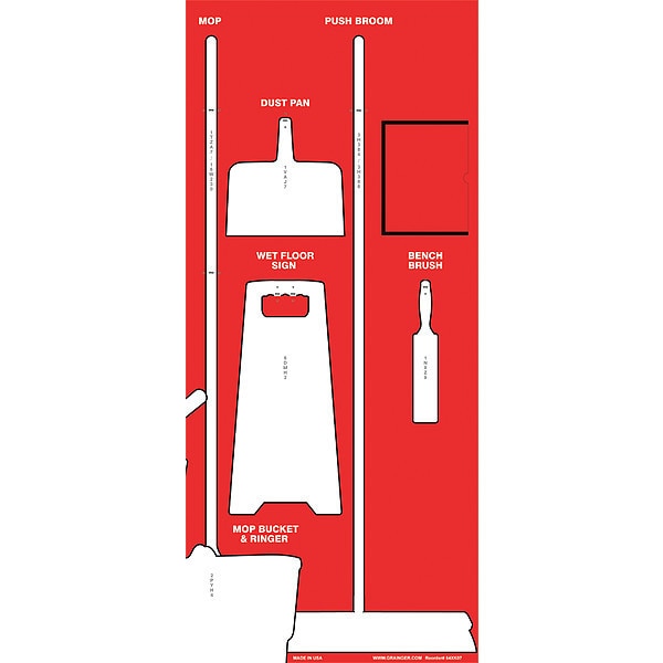 Shadow Board, 68 in H, 30 in W, Red