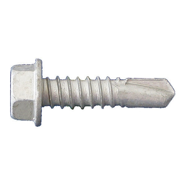 Self-Drilling Screw, #10 x 1 in, Dagger Guard Steel Flange Hex Head External Hex Drive, 5000 PK